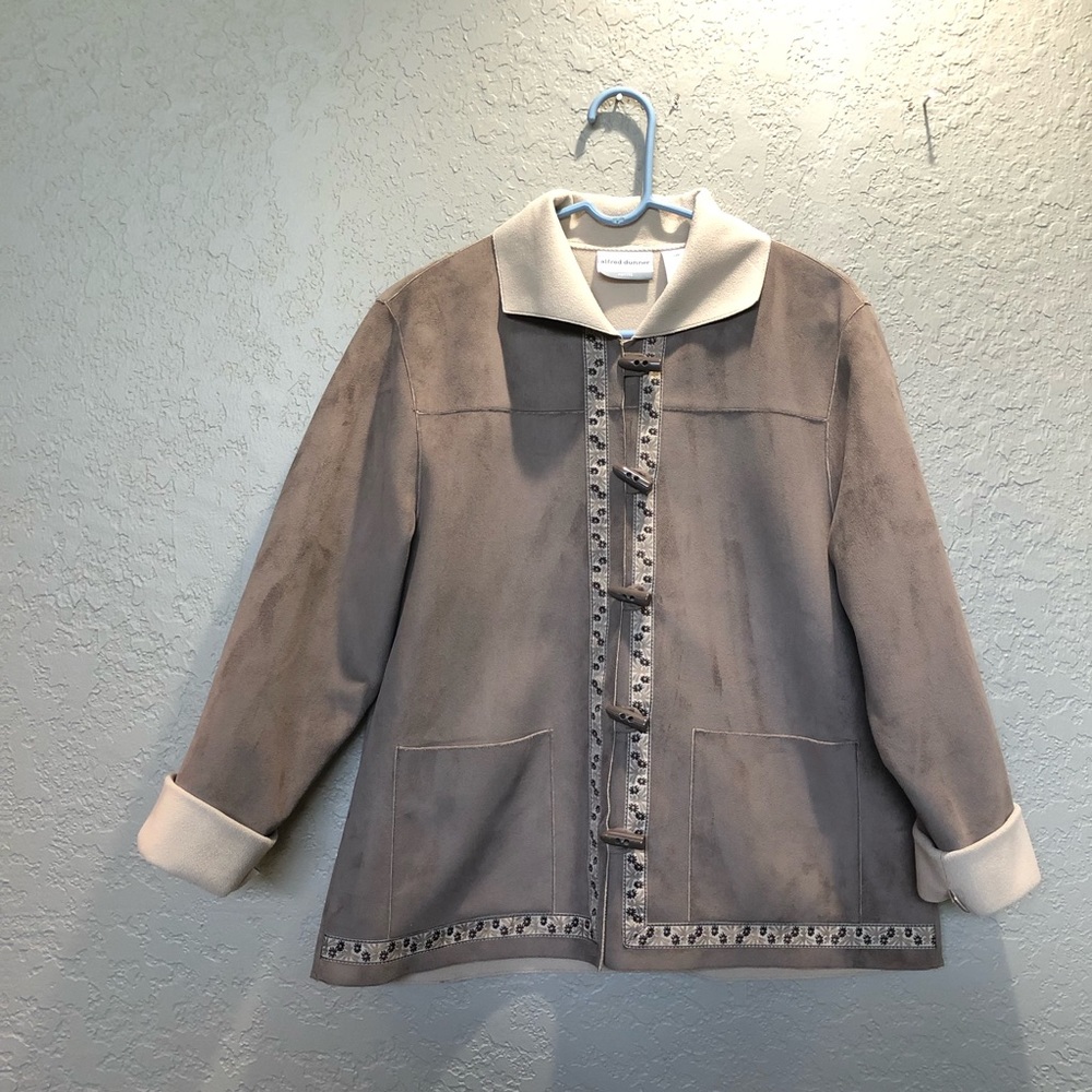 Alfred Dunner Faux Suede Horn Button Jacket - Size 12p